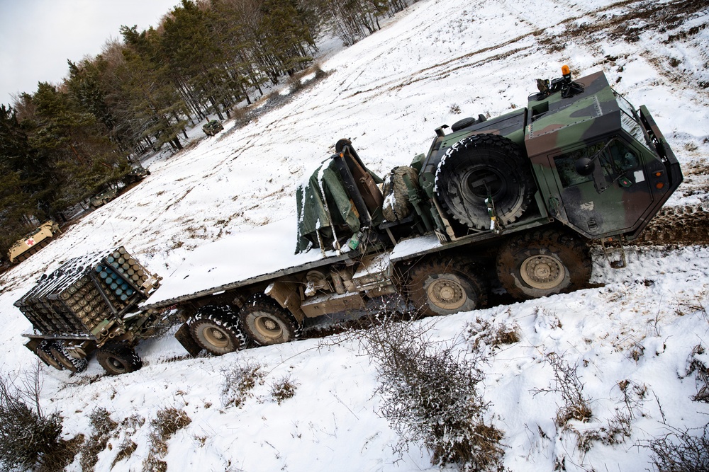 A U.S. Army equipment transportation vehicle during Combined Resolve 26-05