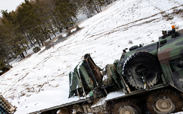 A U.S. Army equipment transportation vehicle during Combined Resolve 26-05