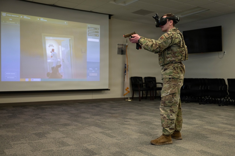 102nd Security Forces Squadron conducts virtual reality use-of-force training