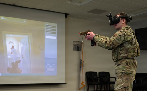102nd Security Forces Squadron conducts virtual reality use-of-force training