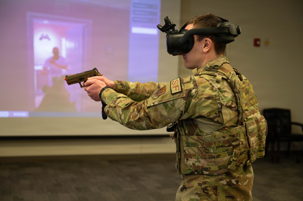 102nd Security Forces Squadron conducts virtual reality use-of-force training