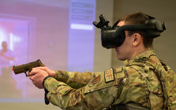 102nd Security Forces Squadron conducts virtual reality use-of-force training