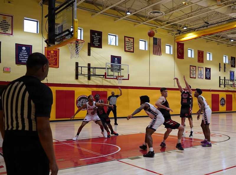 A member of the JBMHH Marines basketball team takes a free throw during the Capital Classic Basketball Tournament at Joint Base Myer Henderson Hall.