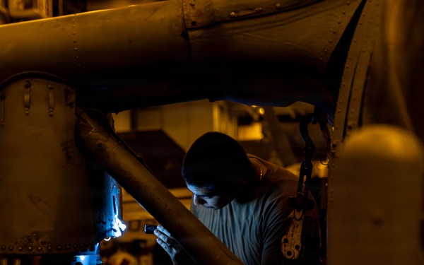 Abraham Lincoln Conducts Routine Aircraft Maintenance