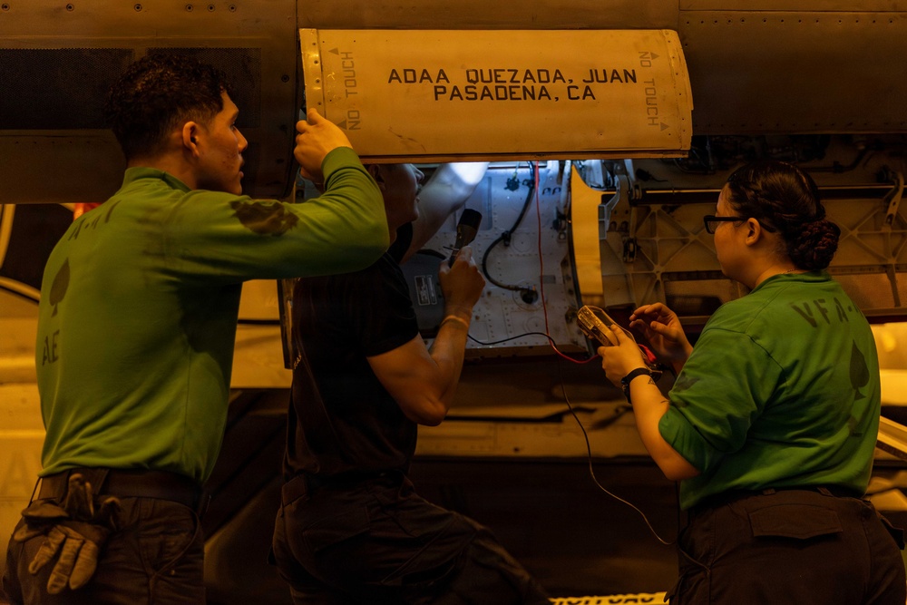 Abraham Lincoln Conducts Routine Aircraft Maintenance