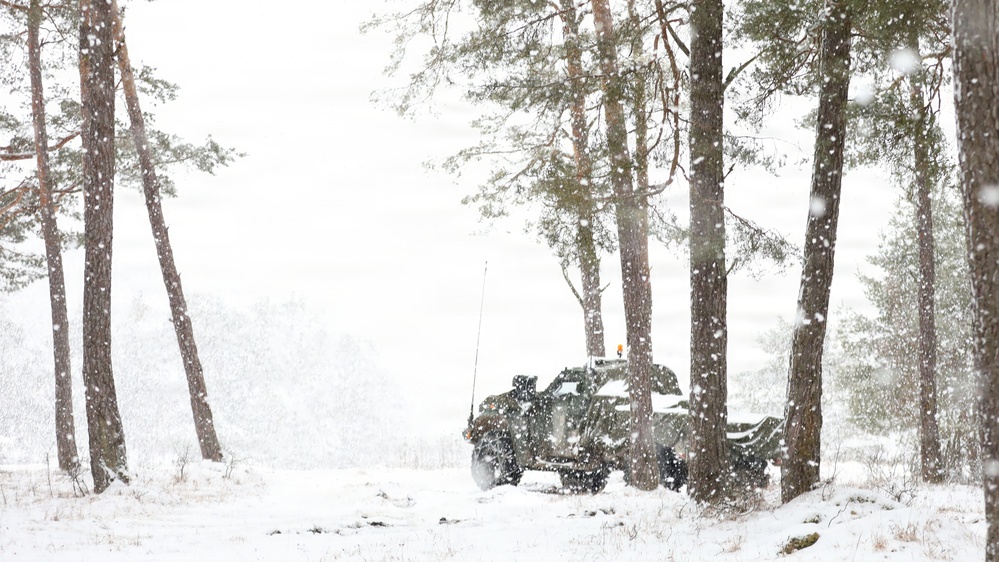 U.S. Army Tactical Vehicle Maneuvers During Combined Resolve 26-05 in Hohenfels, Germany