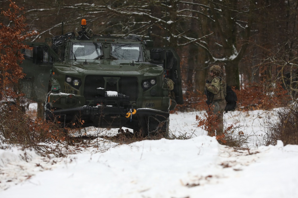 U.S. Army Soldier Prepares For Movement During Combined Resolve 26-05 in Hohenfels, Germany