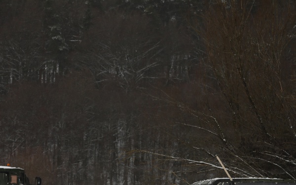 U.S. Army Tactical Vehicles Maneuver to a New Position During Combined Resolve 26-05 in Hohenfels, Germany