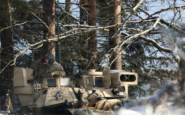 U.S. Army Soldier Shouts Out Orders While Under Fire During Combined Resolve 26-05 in Hohenfels, Germany
