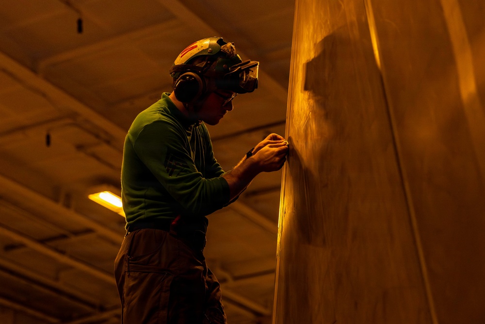 Abraham Lincoln Conducts Routine Aircraft Maintenance