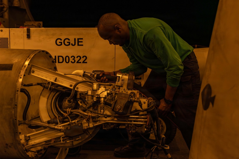 Abraham Lincoln Conducts Routine Aircraft Maintenance