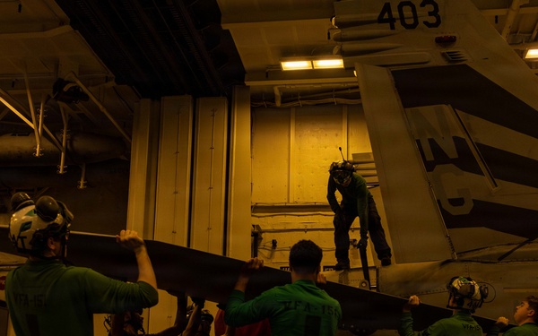 Abraham Lincoln Conducts Routine Aircraft Maintenance