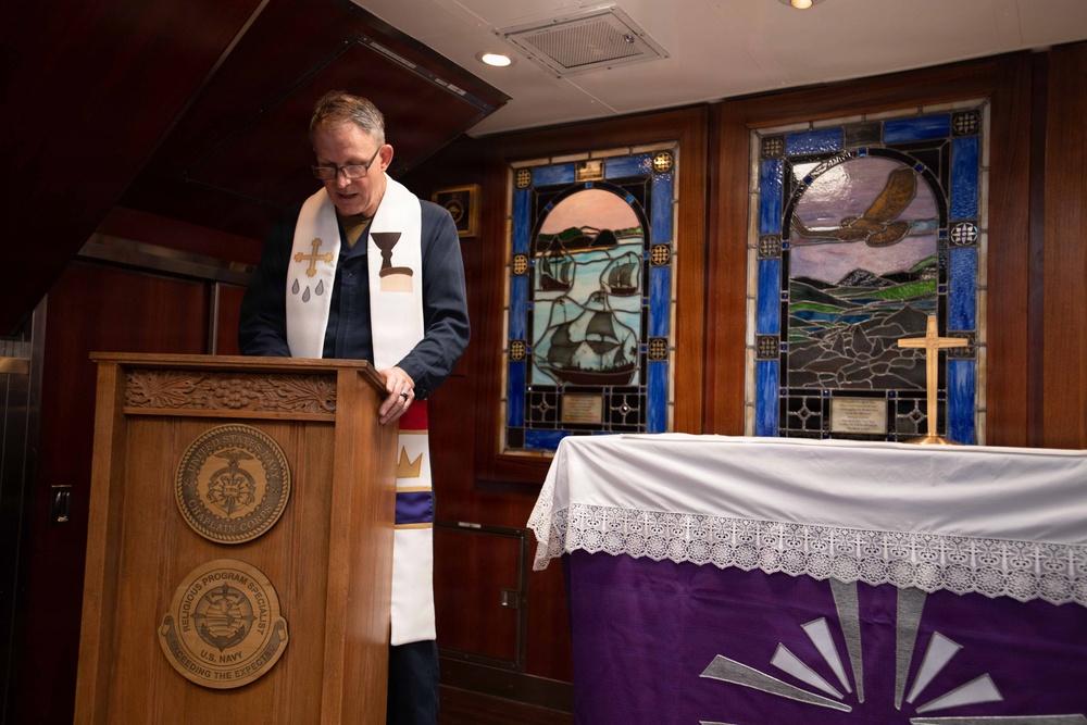 Ronald Reagan Sailors Participate in Ash Wednesday Service