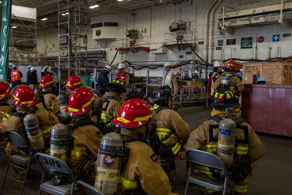 USS Carl Vinson (CVN 70) conducts fire safety drill