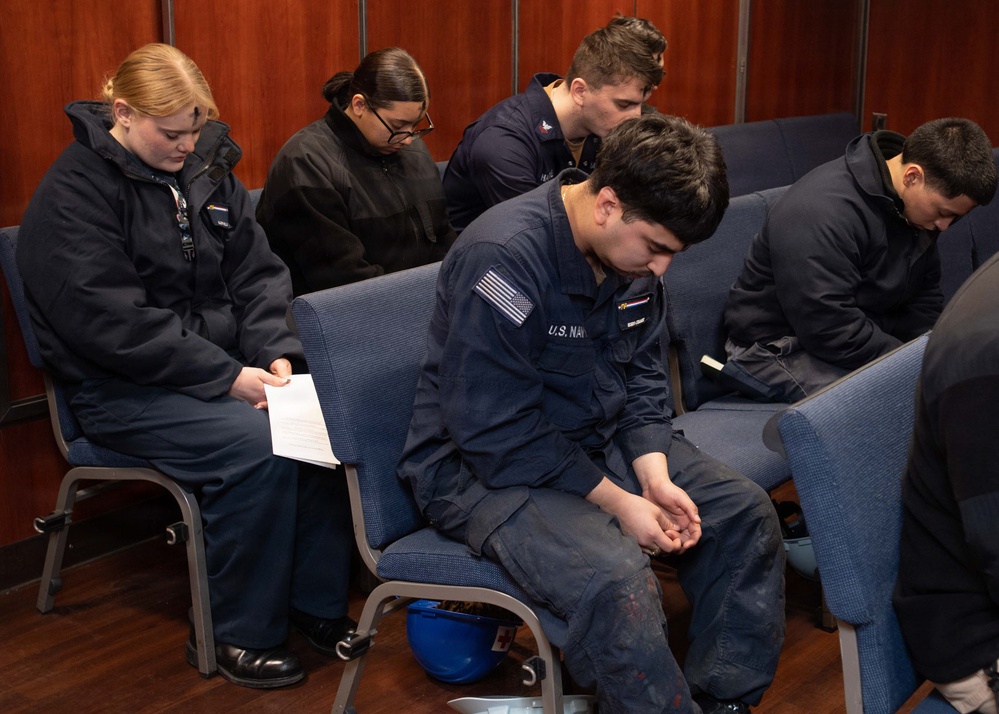 Ronald Reagan Sailors Participate in Ash Wednesday Service