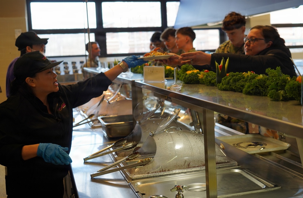 Naval Weapons Station Yorktown's award-winning Scudder Hall Galley hosts a special meal as part of Presidents Day