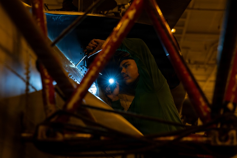 Abraham Lincoln Conducts Routine Aircraft Maintenance