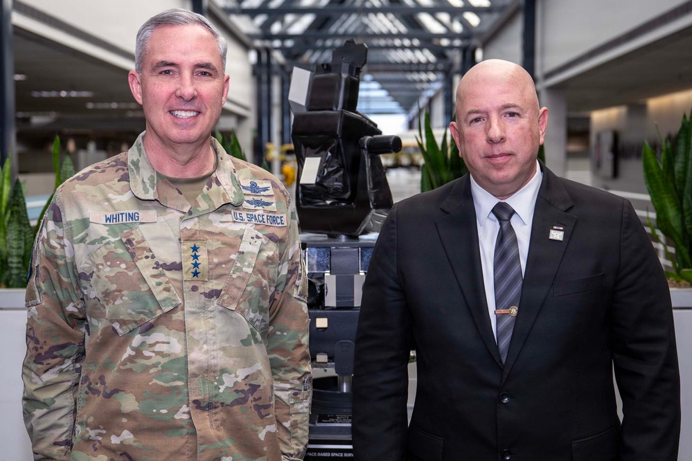 SECWAR SEA Attends Meeting with USSPACECOM Commander, Coins USSPACECOM Members