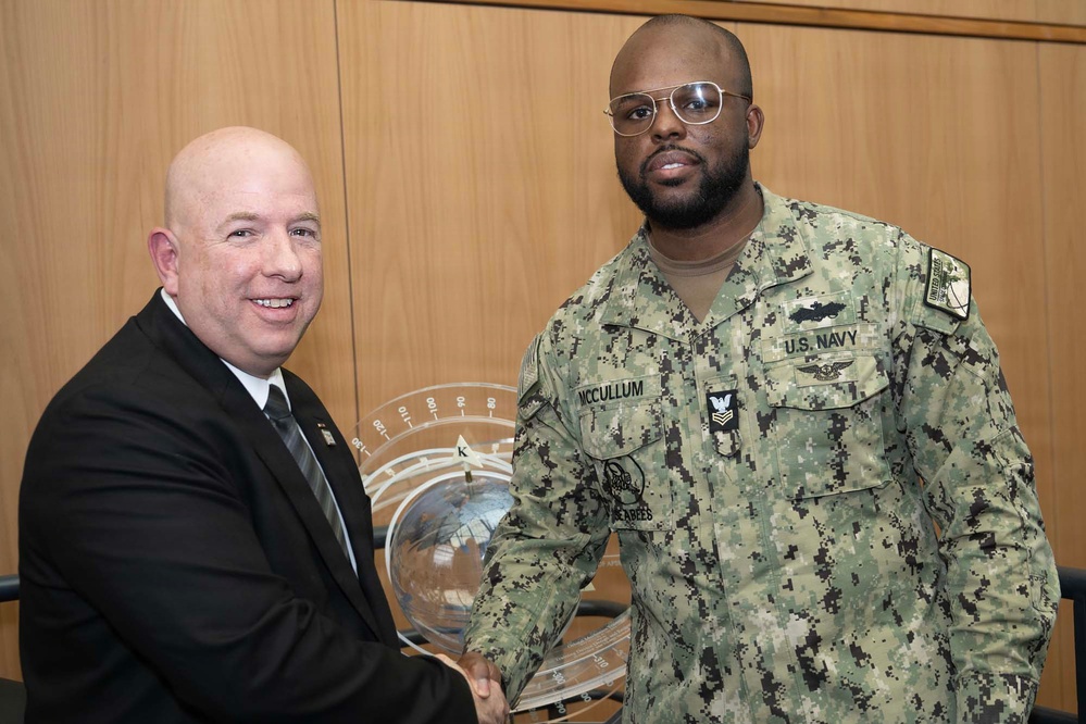 SECWAR SEA Attends Meeting with USSPACECOM Commander, Coins USSPACECOM Members