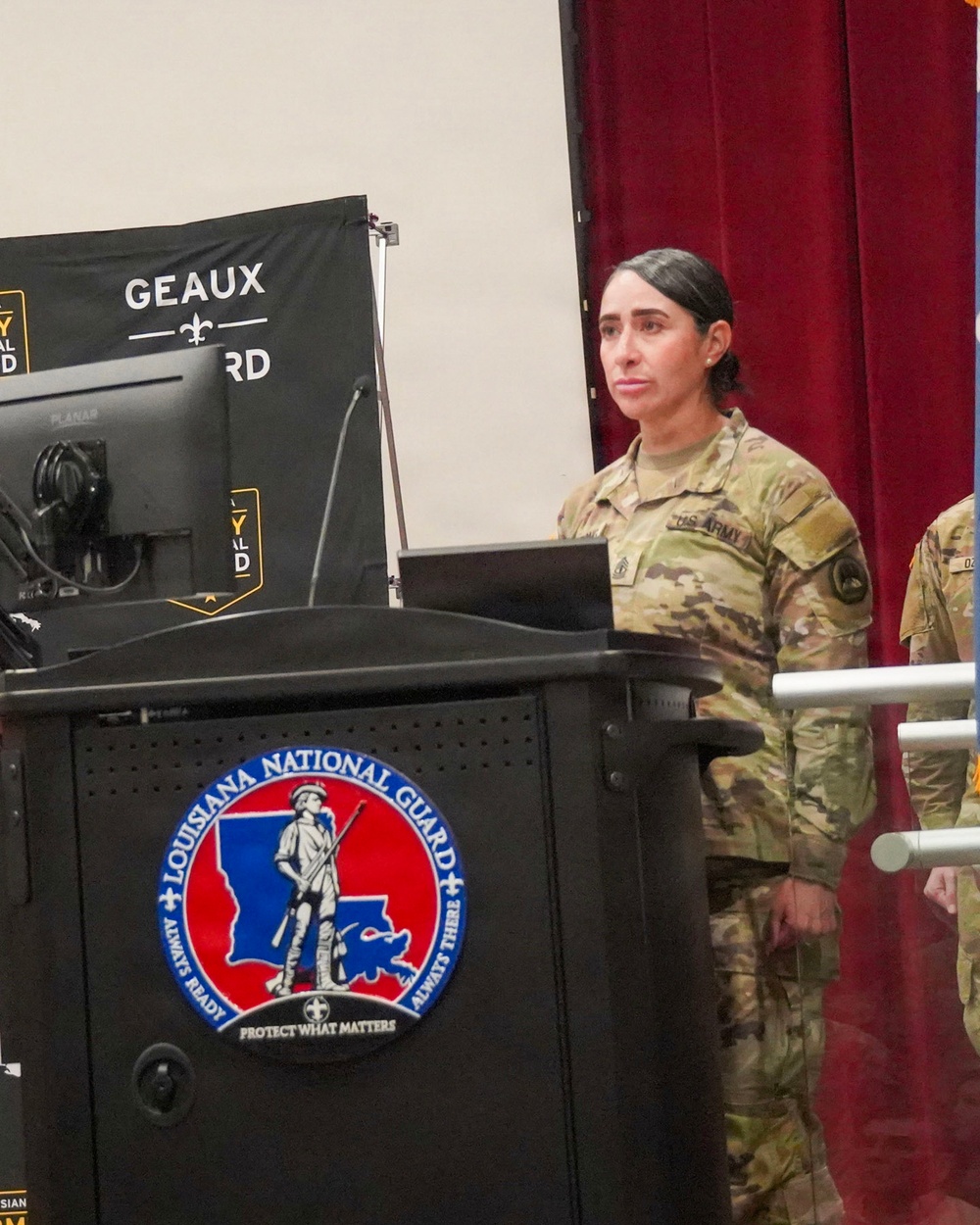 La. Guard Military Police Company holds departure ceremony at Camp Beauregard