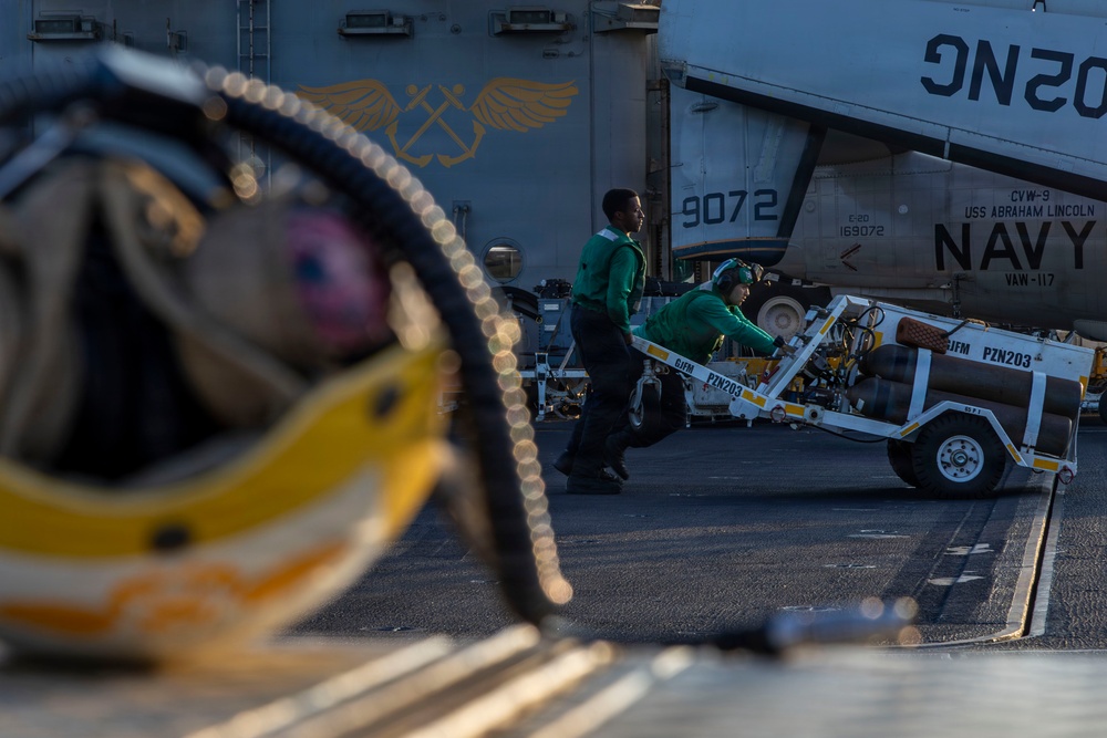 Abraham Lincoln Conducts Routine Aircraft Maintenance