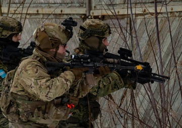 NATO Battlegroup Poland conducts Operation Blue Dawn urban interoperability training in Ełk