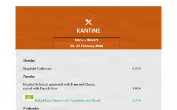 Kantine menu 23-27 Feb.