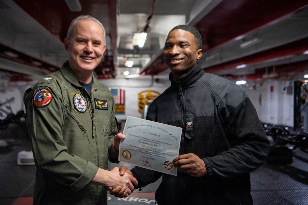 Stennis presents Warfighter of the Week