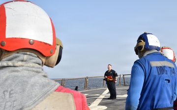McFaul Conducts Flight Deck Firefighting Drill