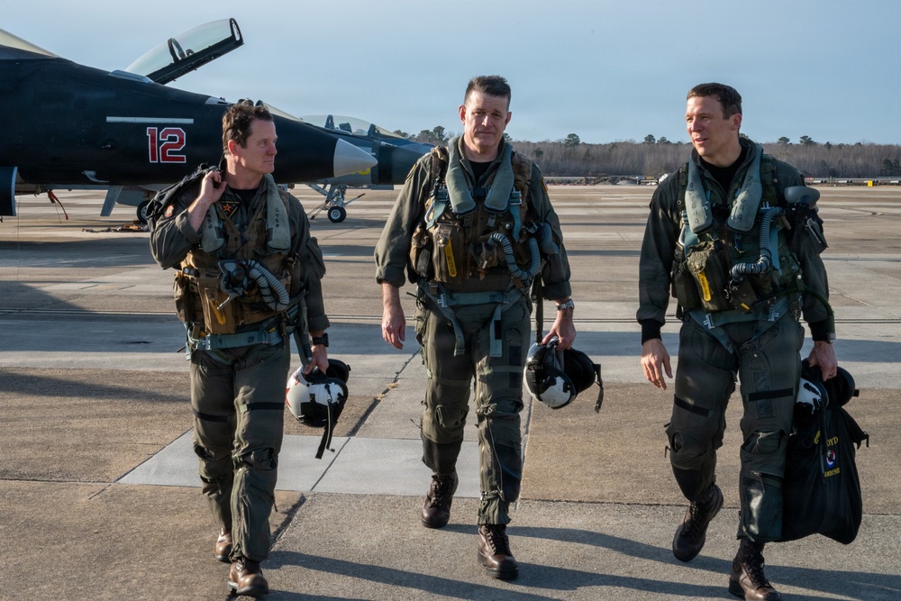 Rear Adm. Richard S. Lofgren, acting Chief of Navy Reserve, flies with Fighter Squadron Composite Twelve (VFC-12)