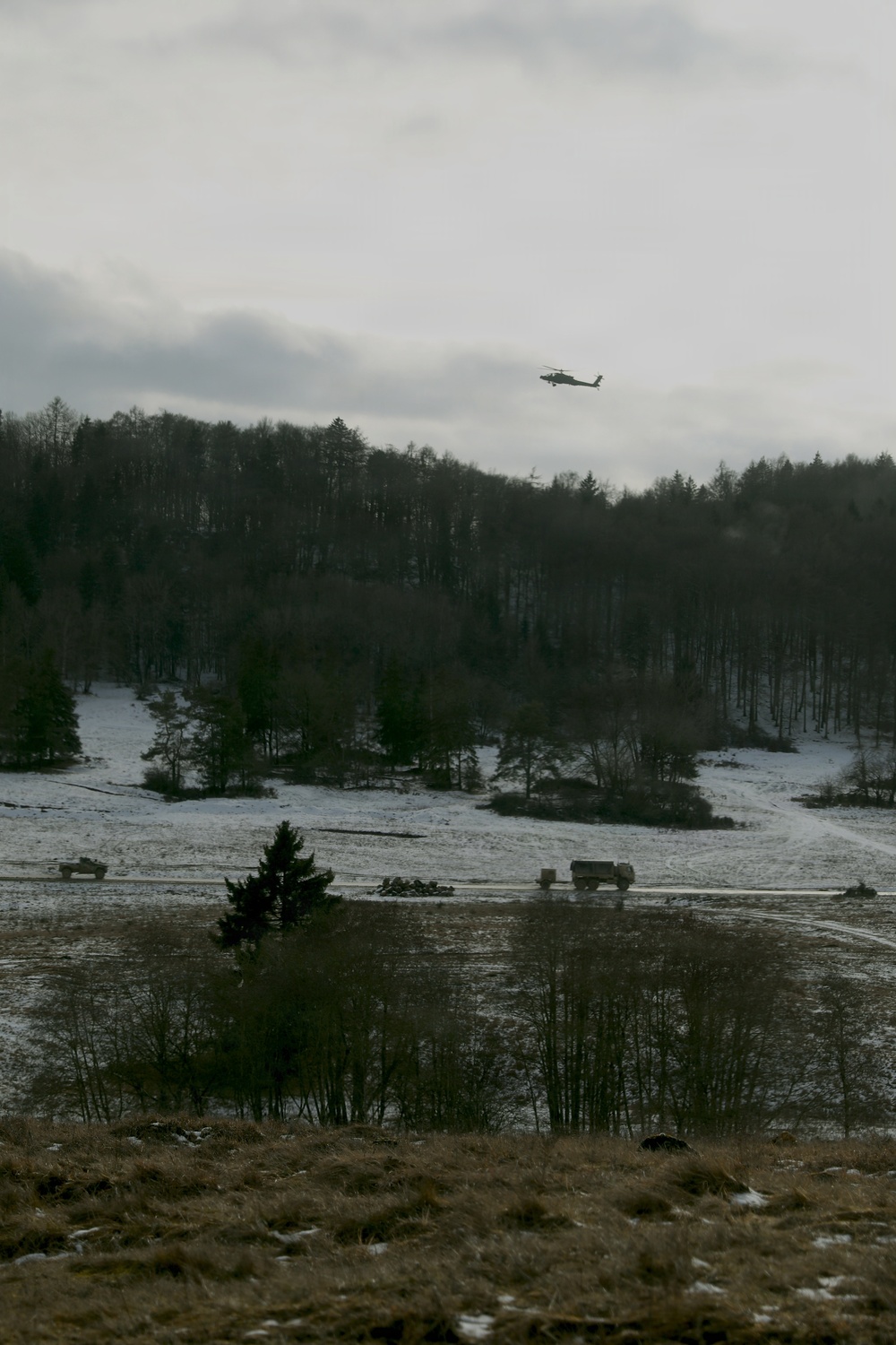 U.S. Army Apache Helicopter Provides Combat Air Support During Combined Resolve 26-05 at JMRC in Hohenfels, Germany