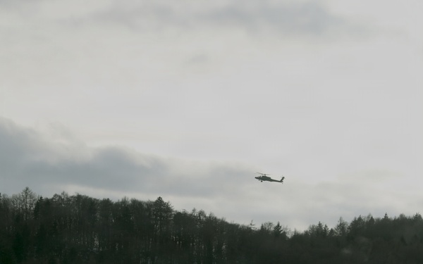 U.S. Army Apache Helicopter Provides Combat Air Support During Combined Resolve 26-05 at JMRC in Hohenfels, Germany