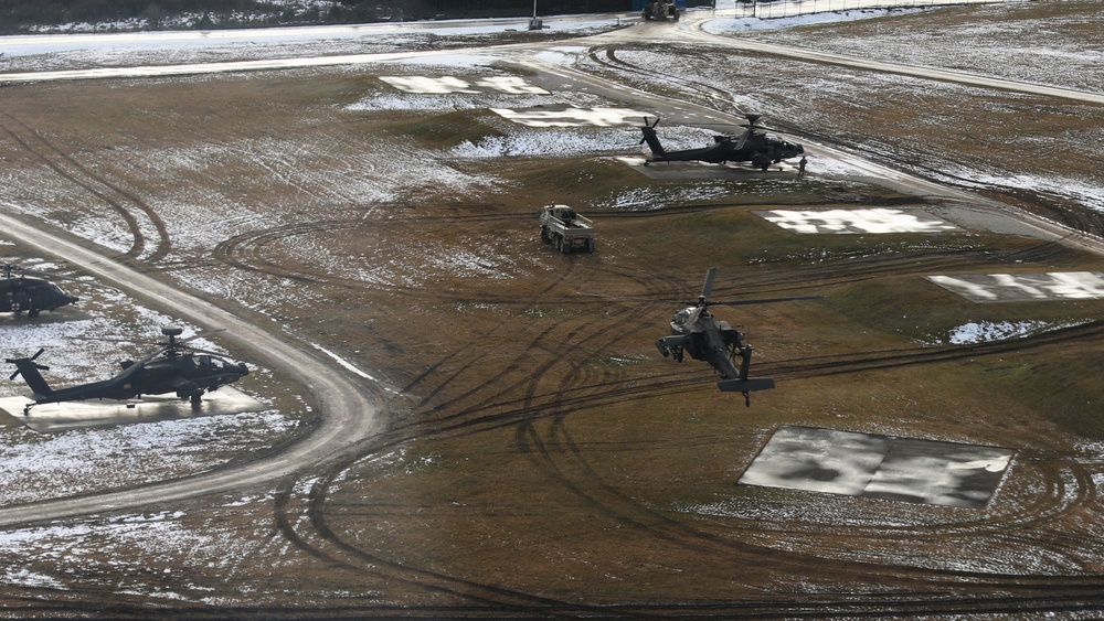 A U.S. Army Helicopter Takes Flight During Combined Resolve 26-05 at JMRC in Hohenfels, Germany