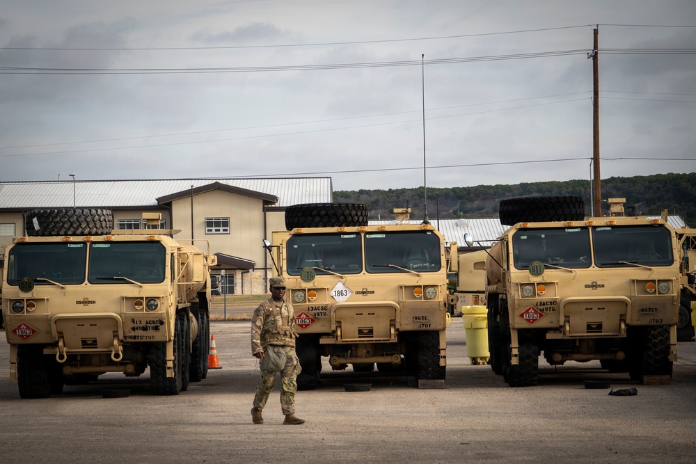 96th Transportation Company conducts convoy assets in preparation for NTC rotation