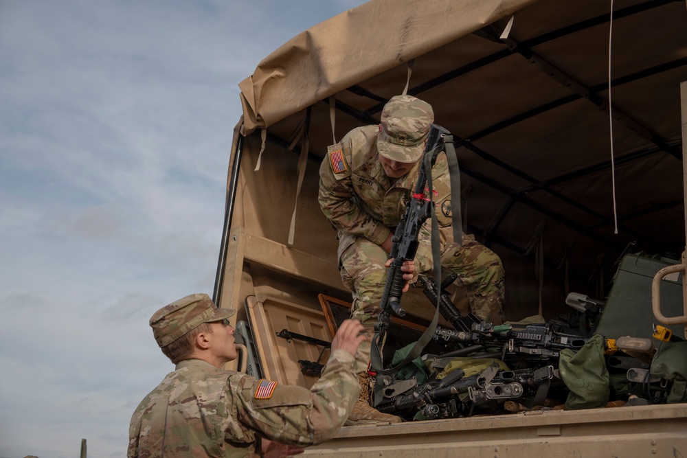 96th Transportation Company conducts convoy assets in preparation for NTC rotation