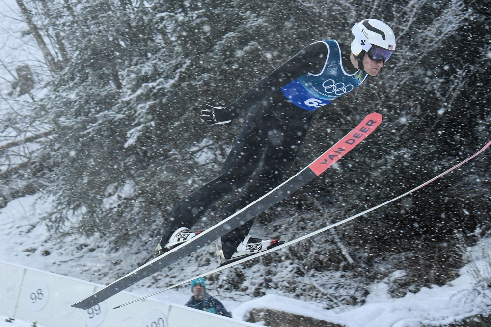 Sgt. Ben Loomis competes in the Nordic Biathlon in Predazzo, Italy
