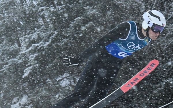 Sgt. Ben Loomis competes in the Nordic Biathlon in Predazzo, Italy