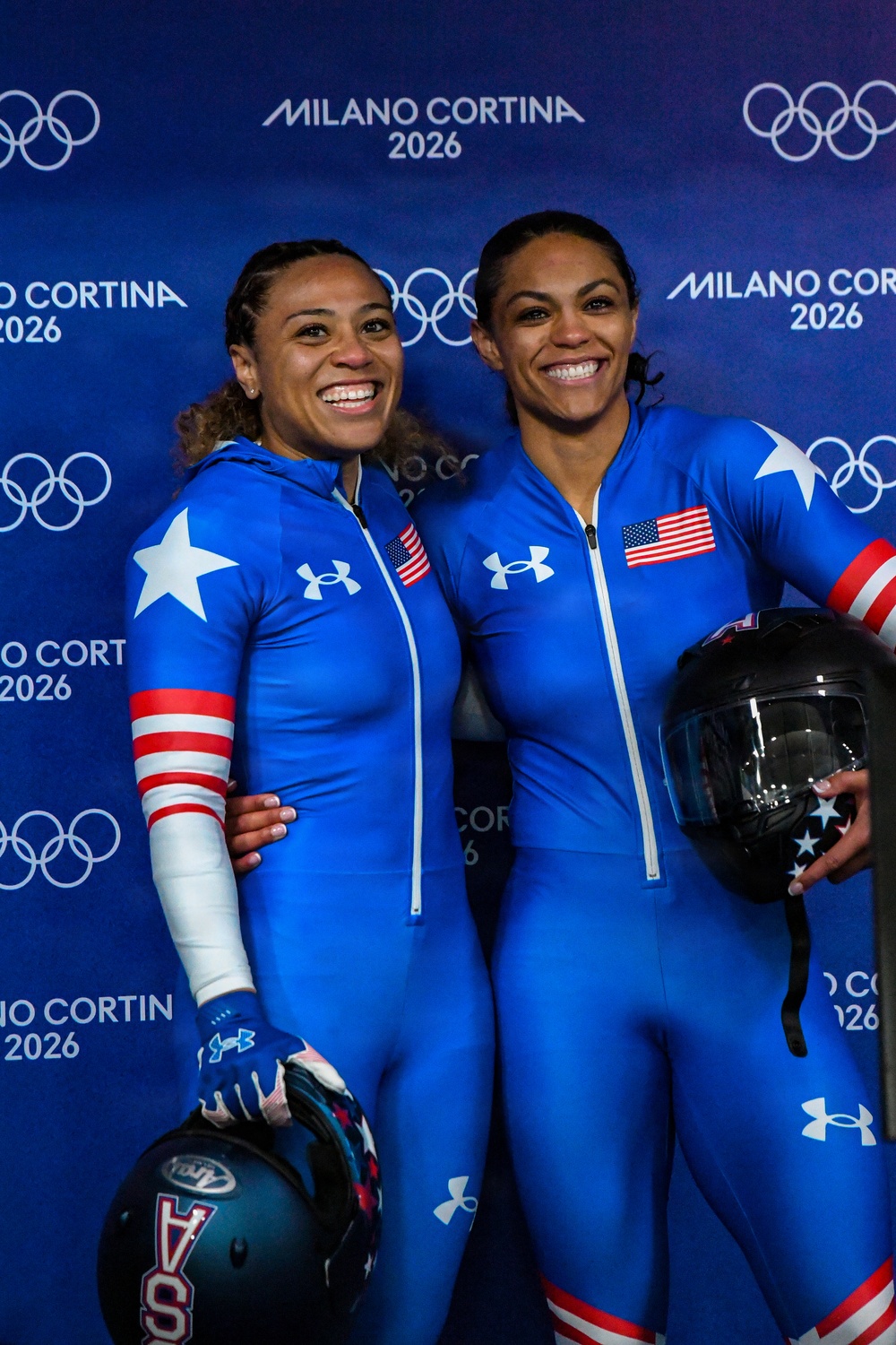 Spc. Azaria Hill competes in the 2-woman bobsled in the 2026 Winter Olympics