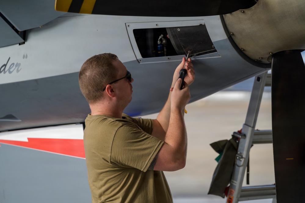 174th Attack Wing crew chief services MQ-9 Reaper during Sentry South 26-2