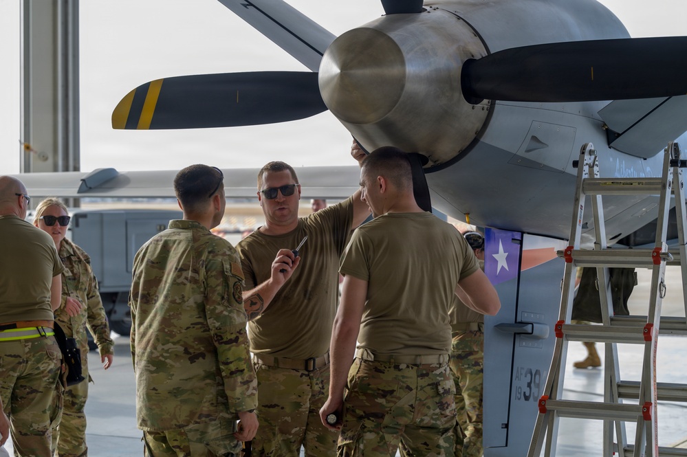 174th Attack Wing Airmen discuss MQ-9 procedures during Sentry South 26-2