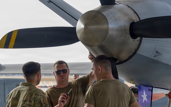 174th Attack Wing Airmen discuss MQ-9 procedures during Sentry South 26-2