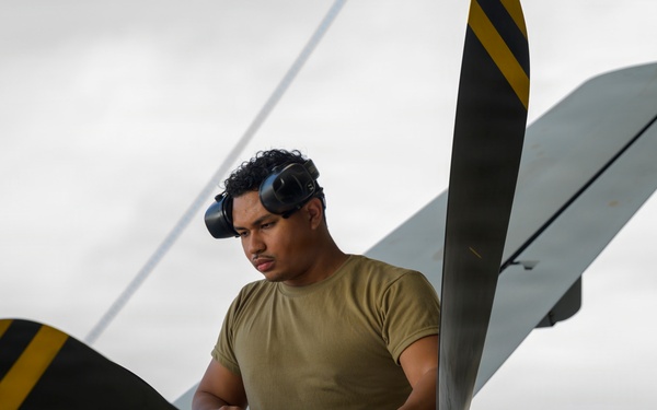 174th Attack Wing crew chief installs MQ-9 panel during Sentry South 26-2