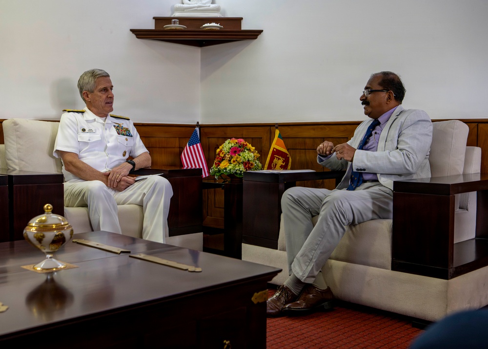 Adm. Steve Koehler, commander, U.S. Pacific Fleet, meets with Sri Lanka Deputy Minister of Defence during travel to Colombo, Sri Lanka