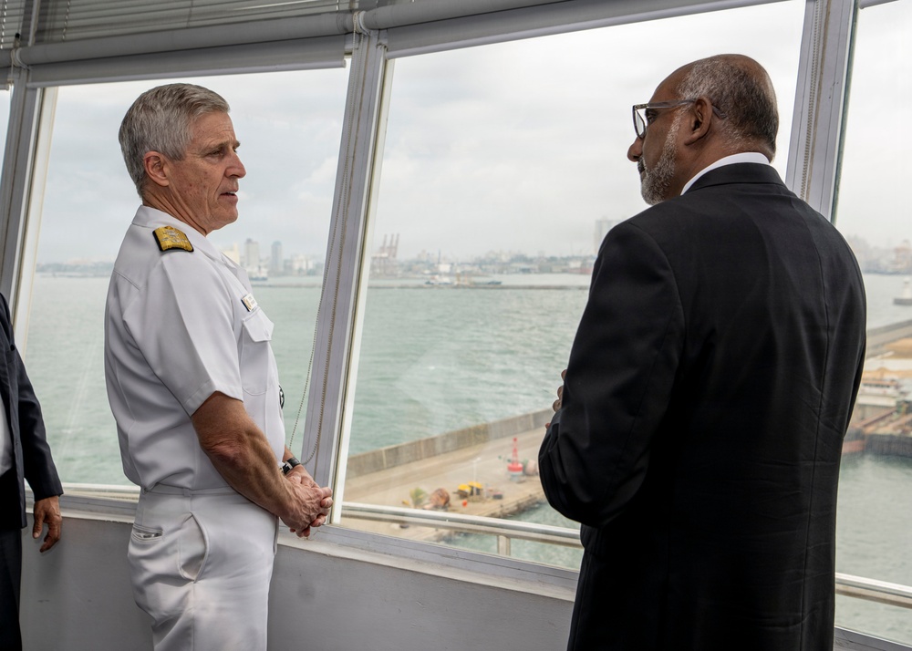 Adm. Steve Koehler, commander, U.S. Pacific Fleet, tours Colombo Port while on travel to Sri Lanka