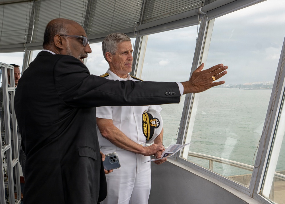 Adm. Steve Koehler, commander, U.S. Pacific Fleet, tours Colombo Port while on travel to Sri Lanka