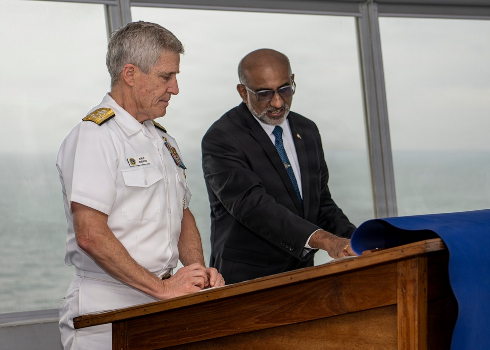 Adm. Steve Koehler, commander, U.S. Pacific Fleet, tours Colombo Port while on travel to Sri Lanka