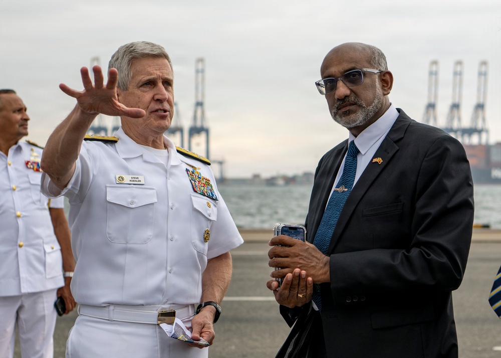 Adm. Steve Koehler, commander, U.S. Pacific Fleet, tours Colombo Port while on travel to Sri Lanka
