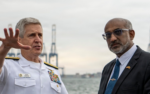Adm. Steve Koehler, commander, U.S. Pacific Fleet, tours Colombo Port while on travel to Sri Lanka