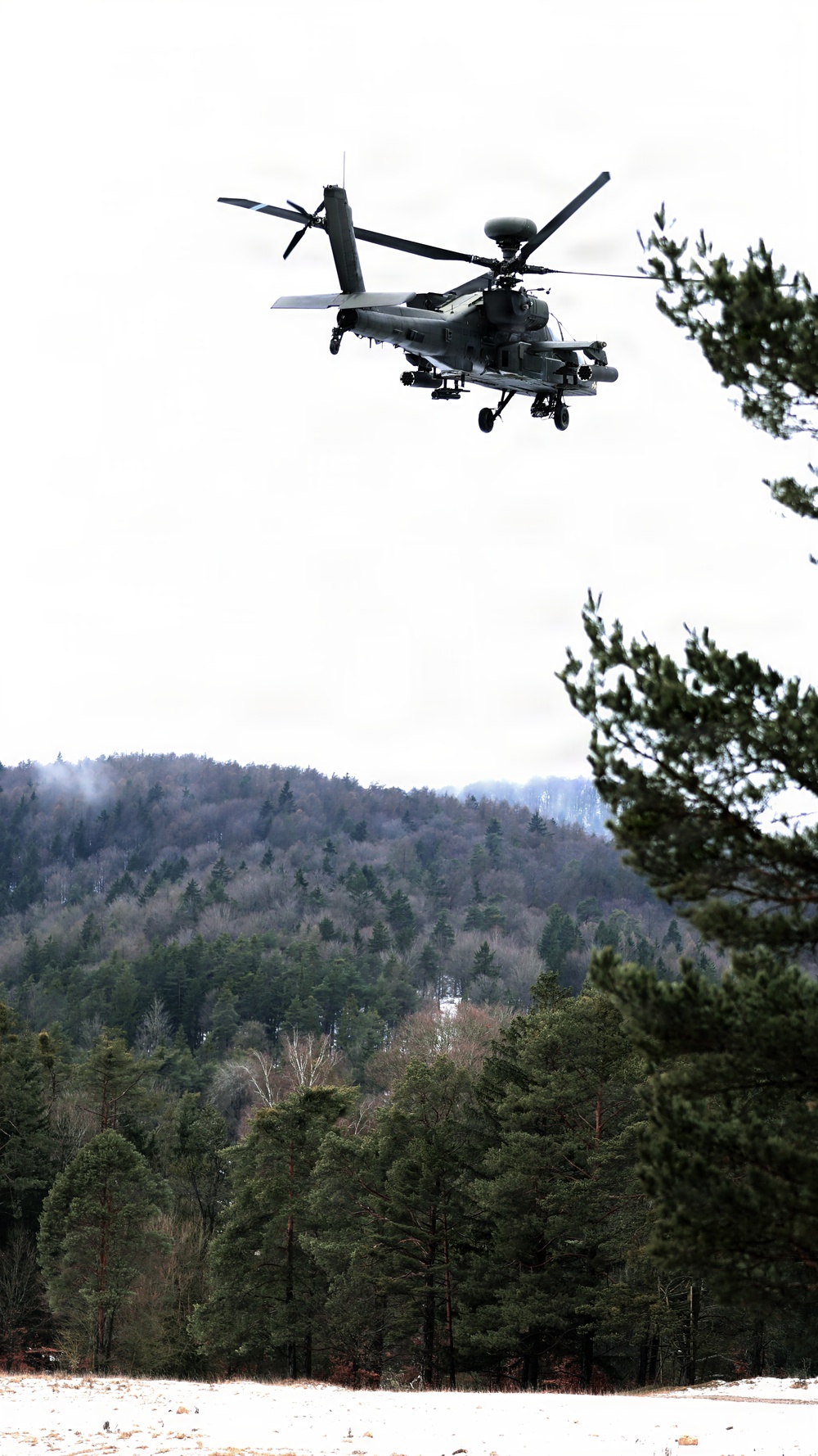 U.S. Army Apache Helicopter Provides Combat Air Support During Combined Resolve 26-05 at JMRC in Hohenfels, Germany