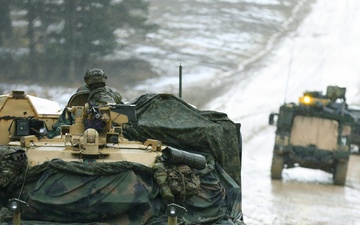 U.S. Army M1150 ABV Maneuvers The Battlefield  During Combined Resolve 26-05 in Hohenfels, Germany